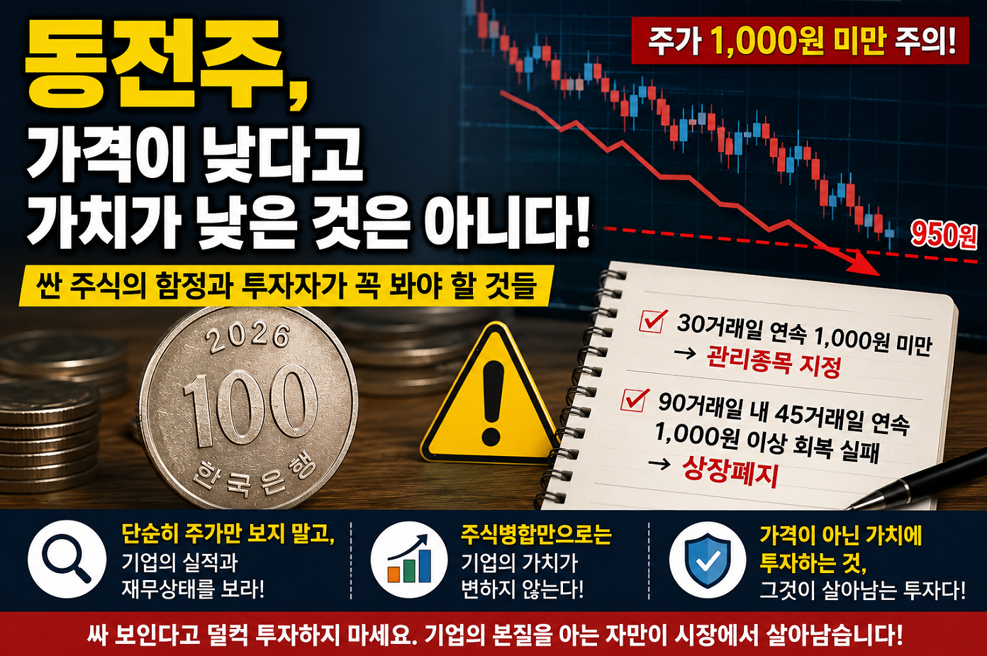 1000원 미만이면 정말 상장폐지될까? 2026년 동전주 퇴출제도의 의미